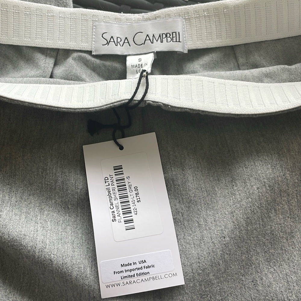Sara Campbell Flannel Sheri pants.  Grey NWT. Size S